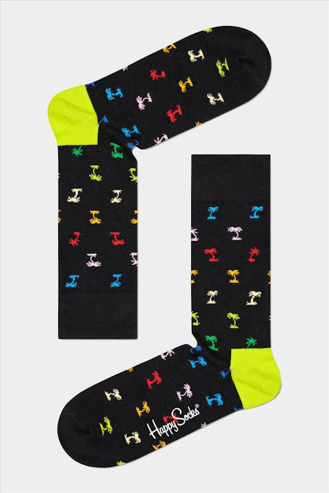 Happy Socks - Zwarte-multicolour Palm sokken, maat: 36-40