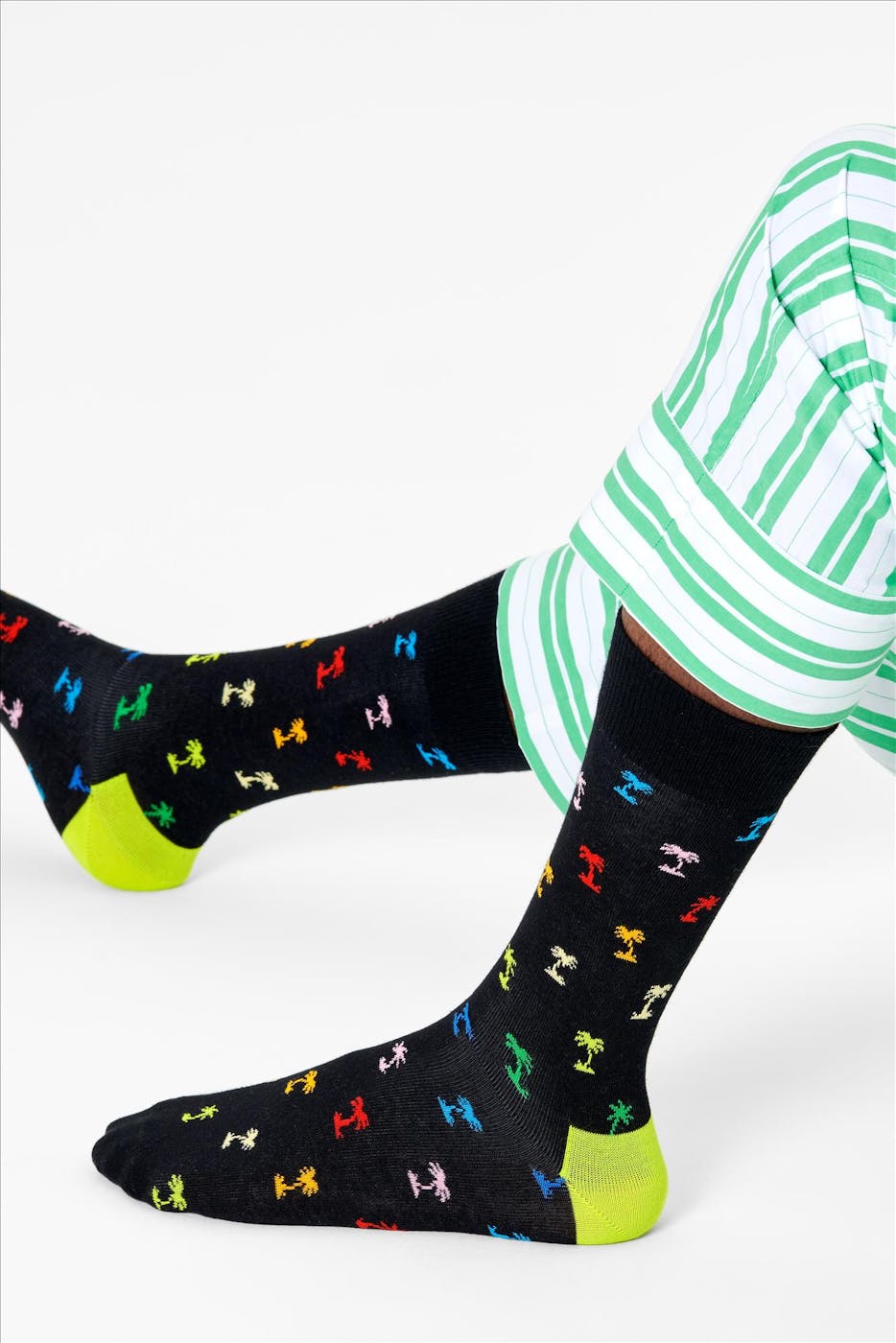 Happy Socks - Zwarte-multicolour Palm sokken, maat: 36-40
