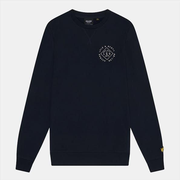 Lyle & Scott - Donkerblauwe Stamp sweater