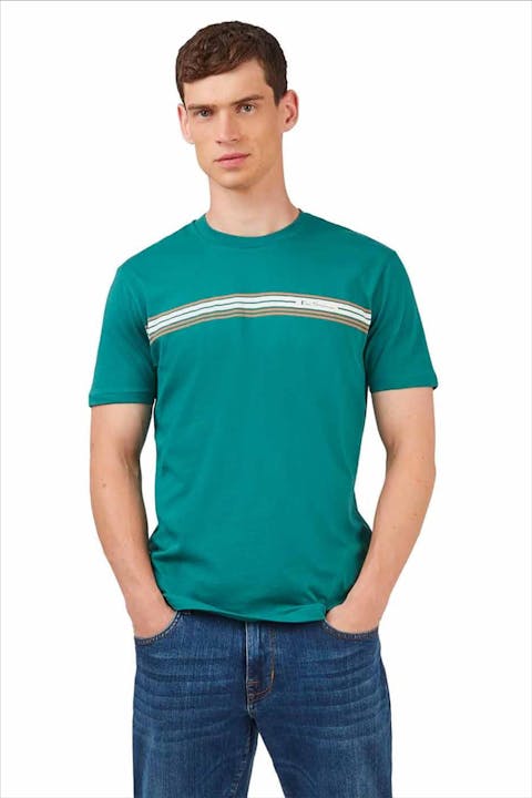 Ben Sherman - Groene Logo Stripe T-shirt