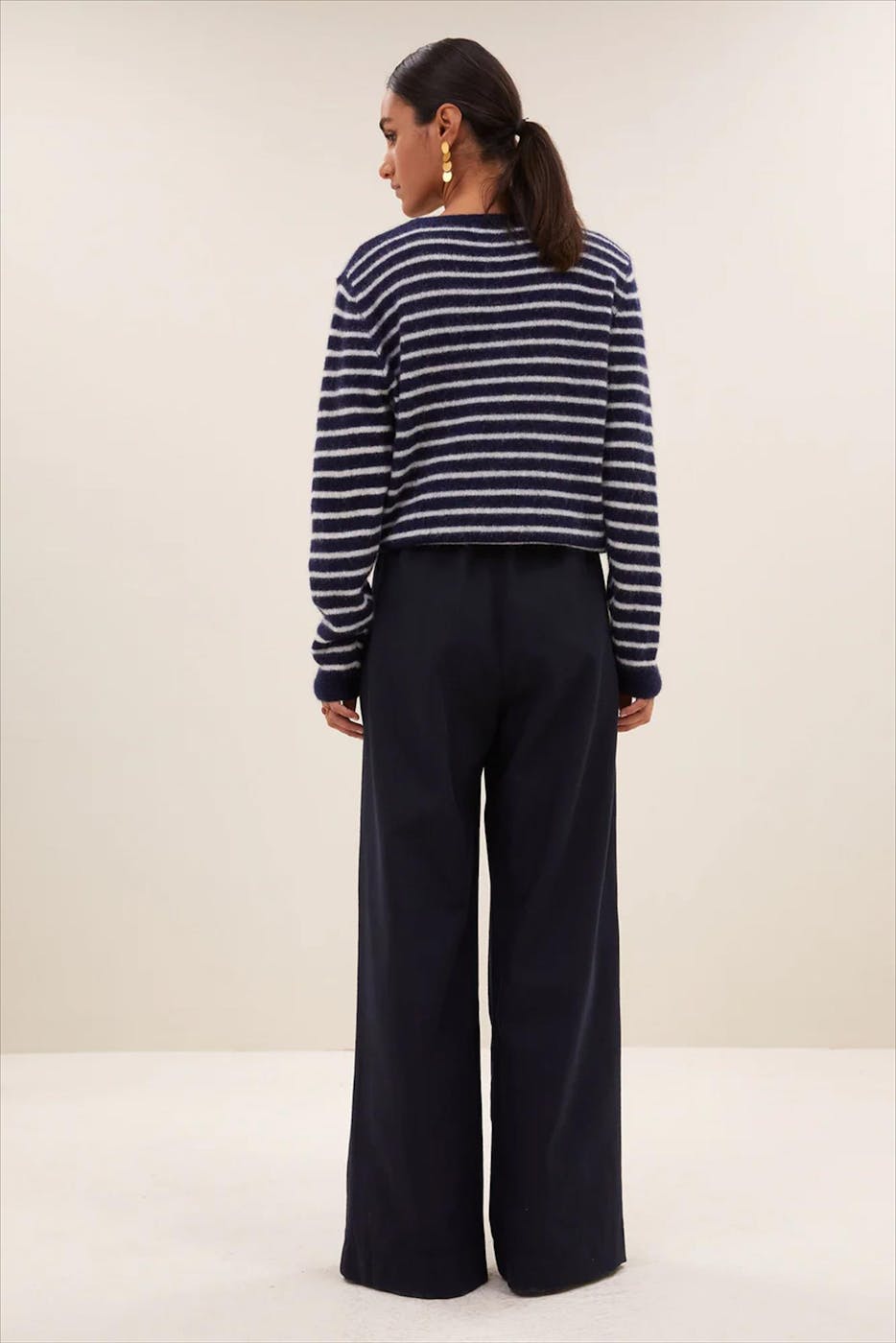 BY BAR - Donkerblauwe Benny stripe trui