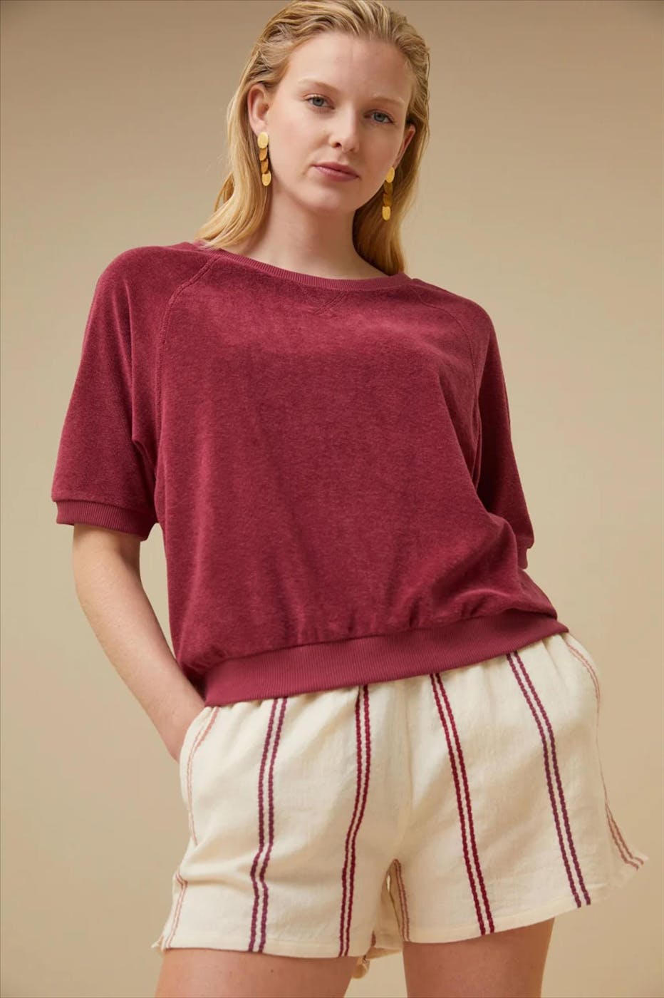 BY BAR - Ecru-Bordeaux Isa Athia short