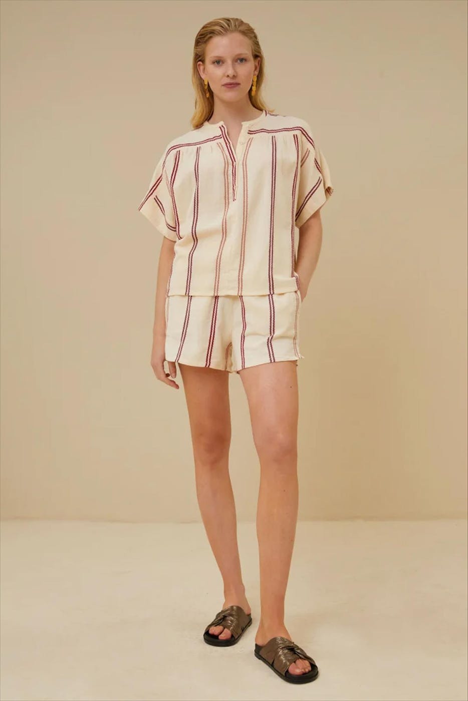 BY BAR - Ecru-Bordeaux Isa Athia short