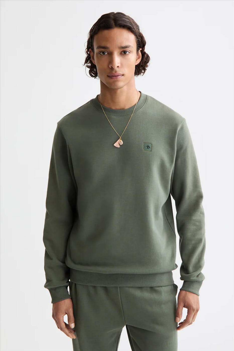 Scotch & Soda - Kaki Regular Logo sweater