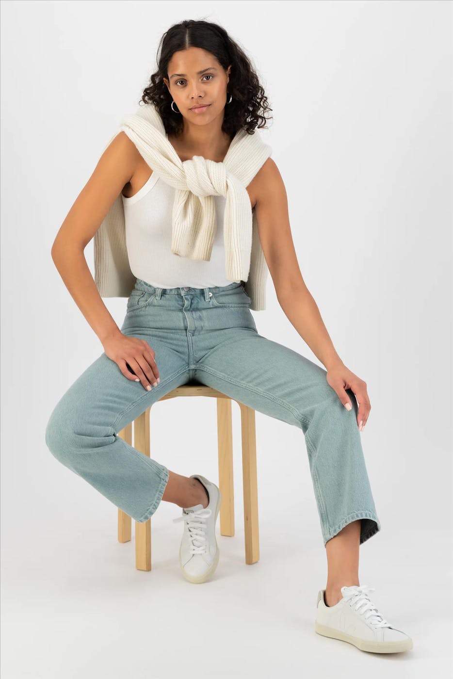 MUD jeans - Lichtgroene Relax Rose Cropped jeans