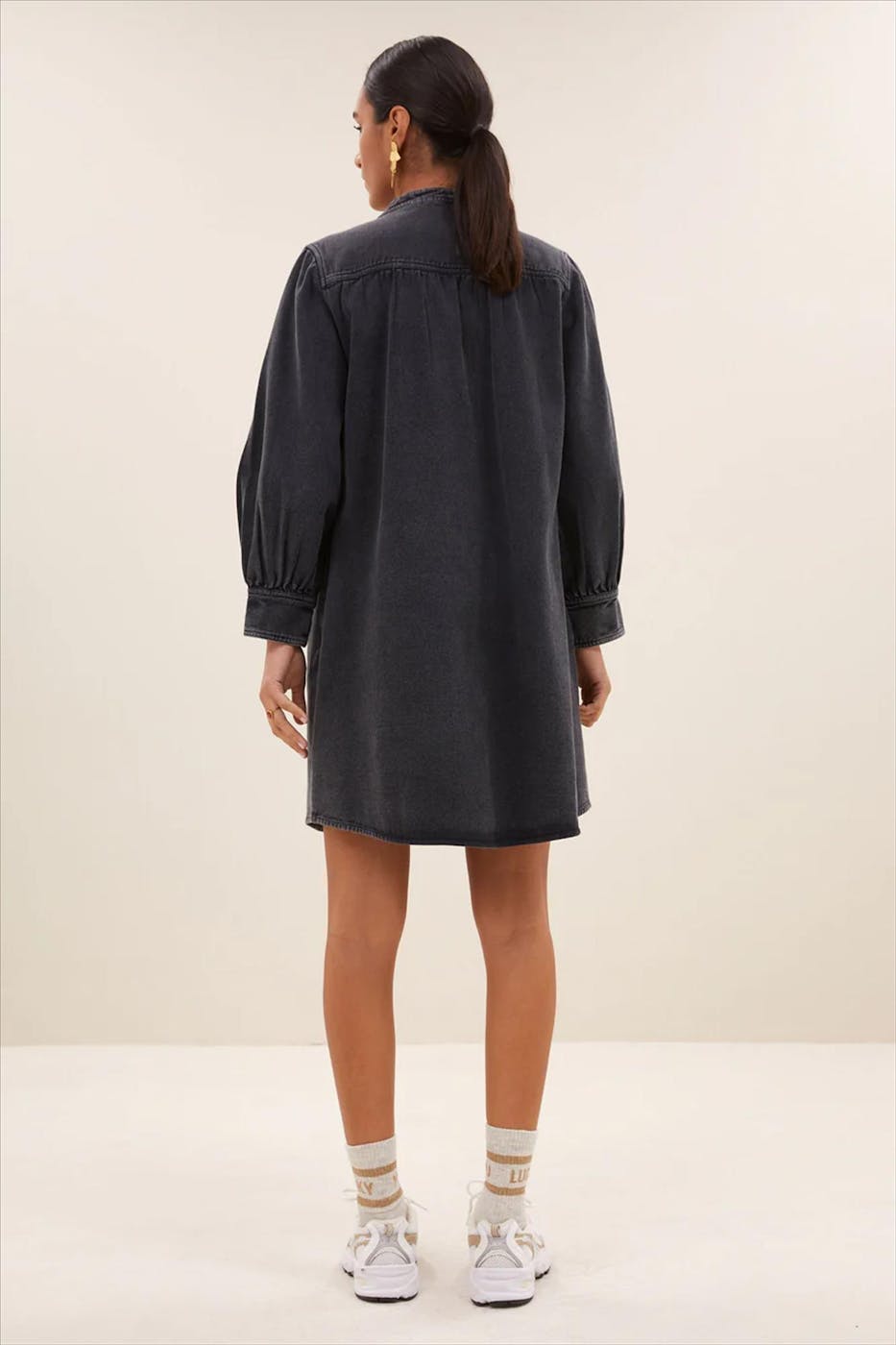 BY BAR - Donkergrijze Jina Twill jurk