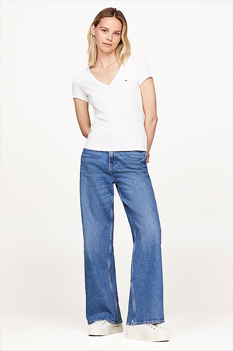 Tommy Jeans - Witte Essential Slim T-shirt