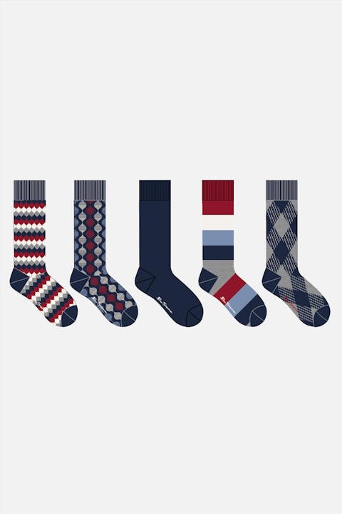 Ben Sherman - Donkerblauw-rode 5-pack Gift Set sokken