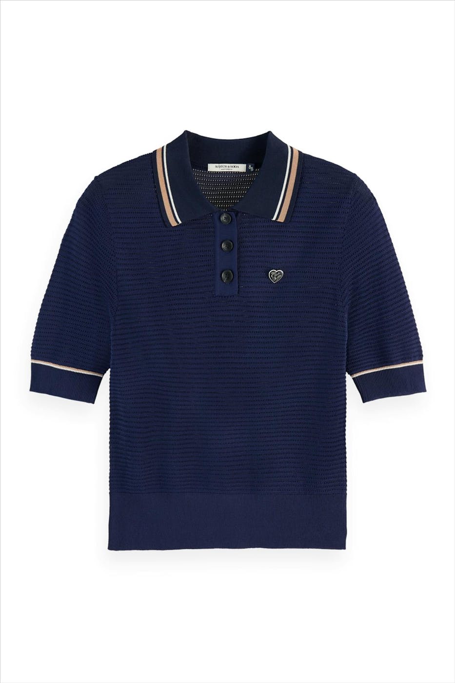 Scotch & Soda - Donkerblauwe Collared Knitted polo