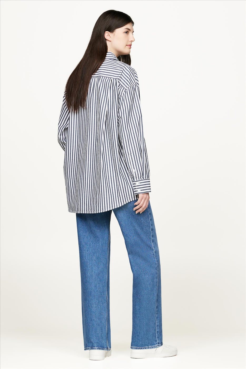 Tommy Jeans - Donkerblauw-Wit Relaxed overhemd