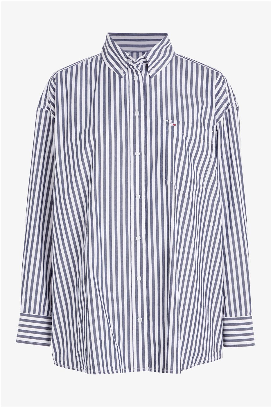 Tommy Jeans - Donkerblauw-Wit Relaxed overhemd