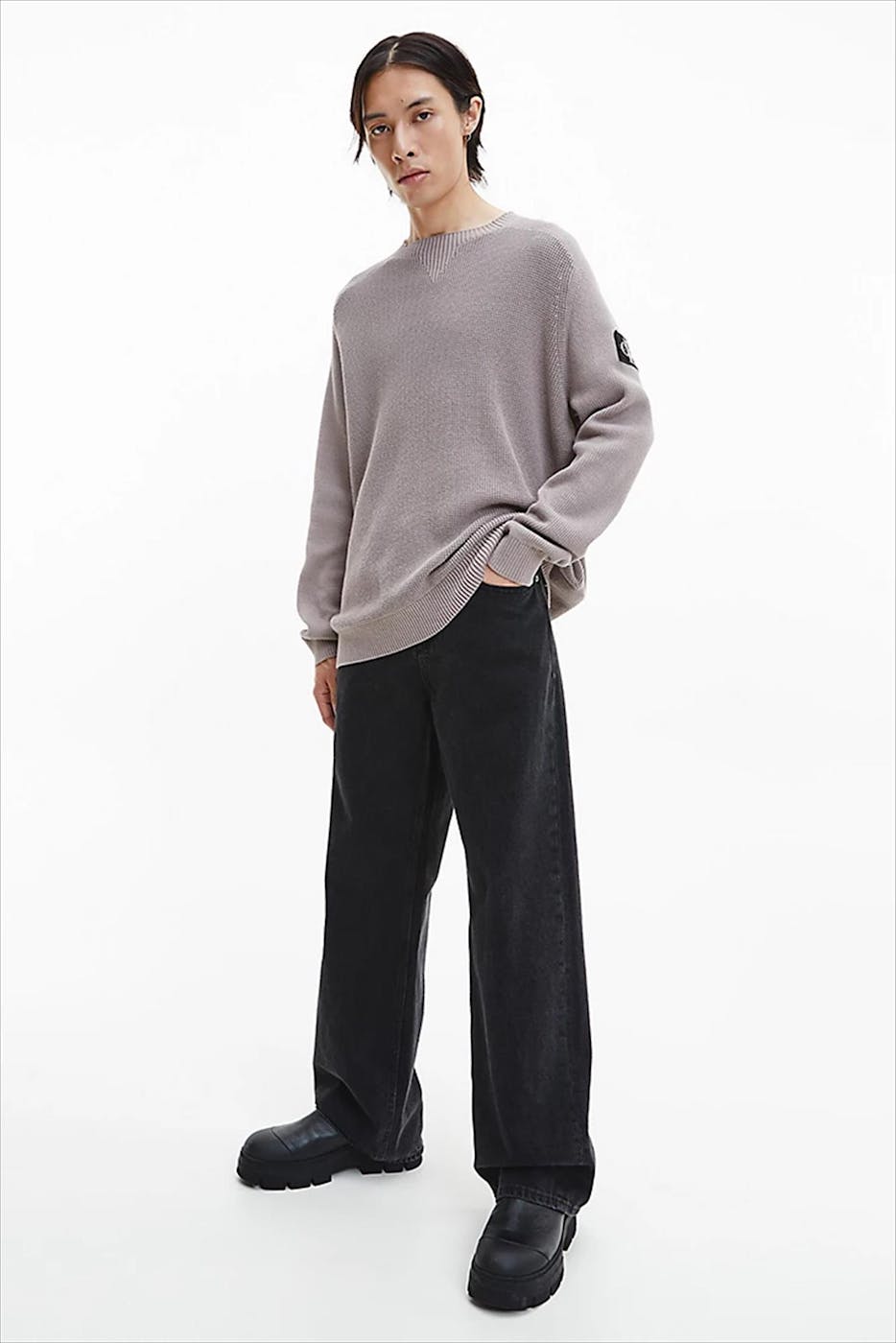 Calvin Klein Jeans - Beige Embleem trui