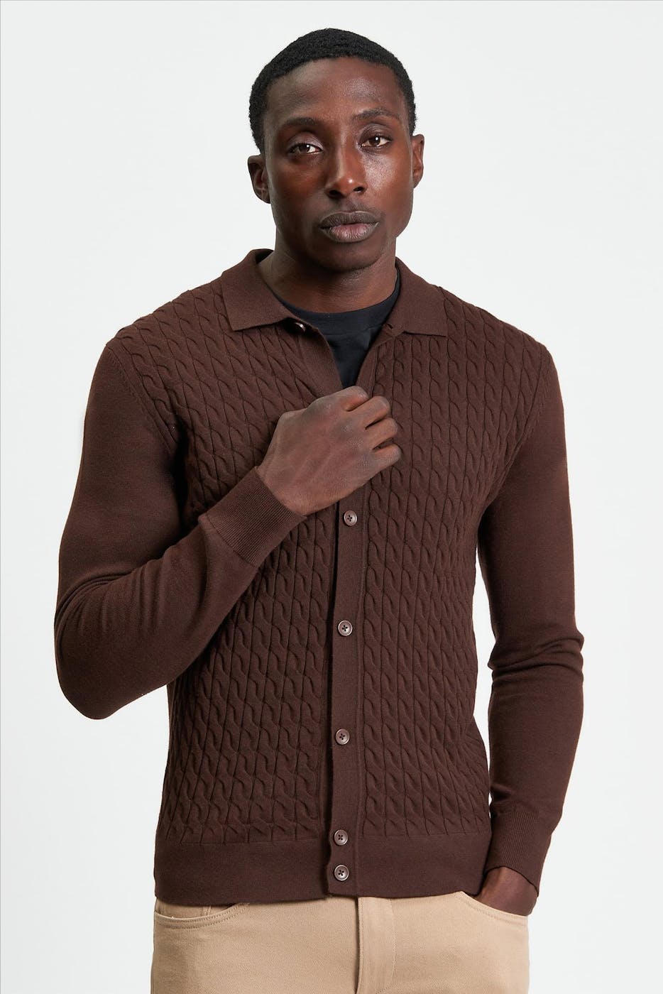 Ben Sherman - Donkerbruine Kabels trui