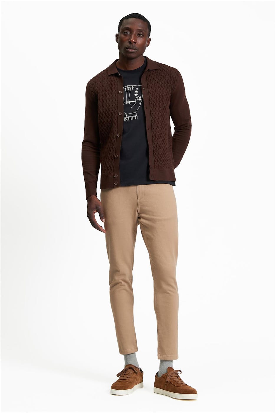 Ben Sherman - Donkerbruine Kabels trui