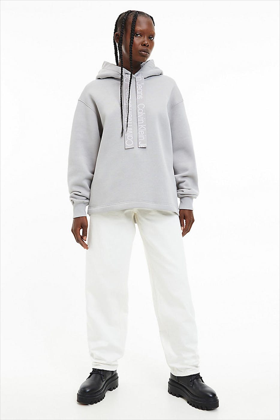 Calvin Klein Jeans - Lichtgrijze Logolint hoodie