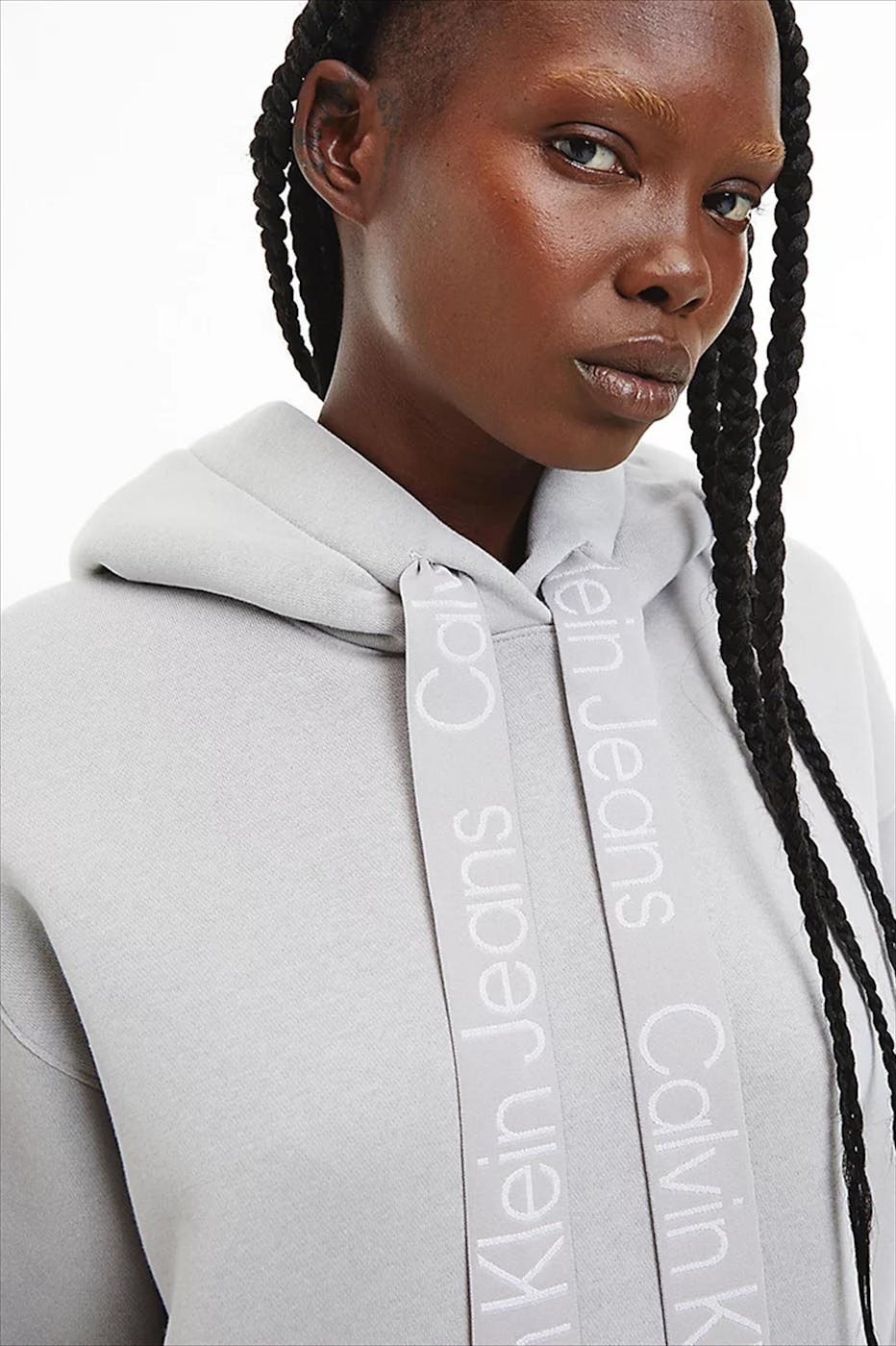 Calvin Klein Jeans - Lichtgrijze Logolint hoodie