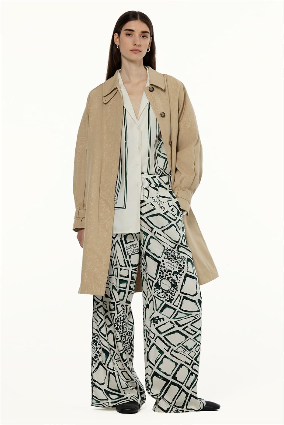 Scotch & Soda - Beige Floral Embossed trenchcoat