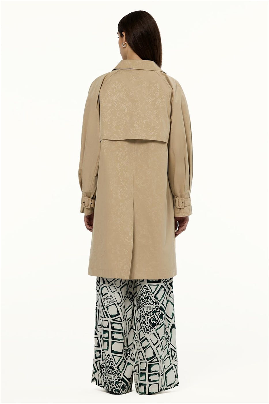 Scotch & Soda - Beige Floral Embossed trenchcoat