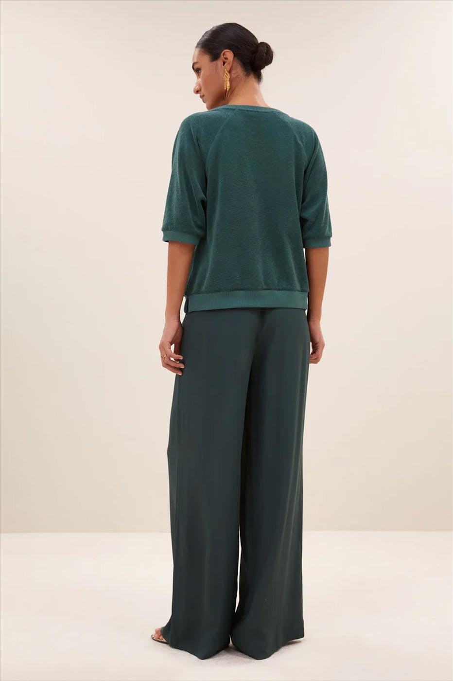 BY BAR - Donkergroene Neva Slub sweater