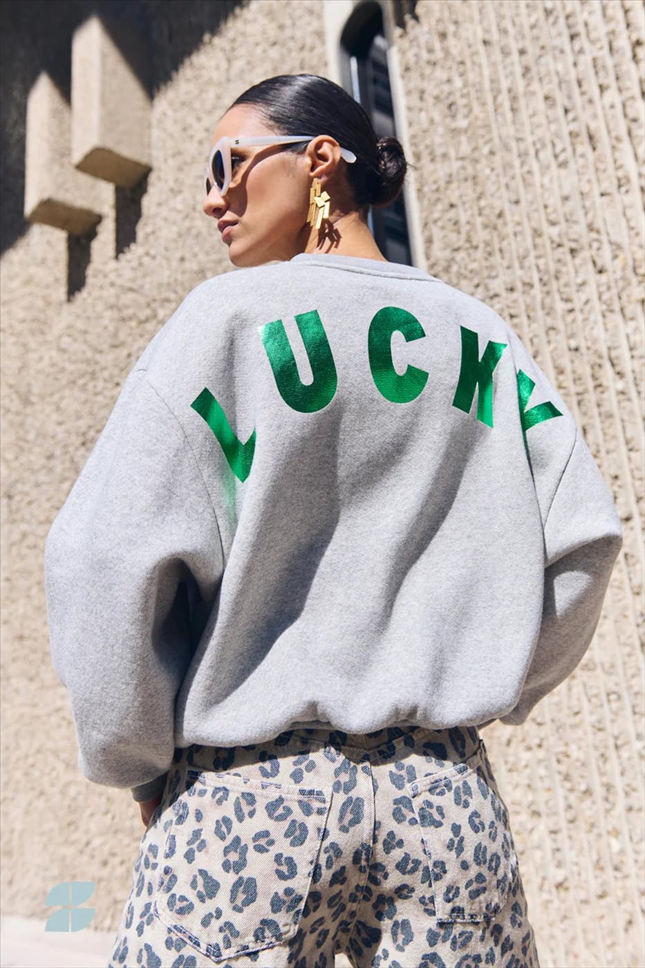 BY BAR - Grijze Bibi Lucky Gloss sweater