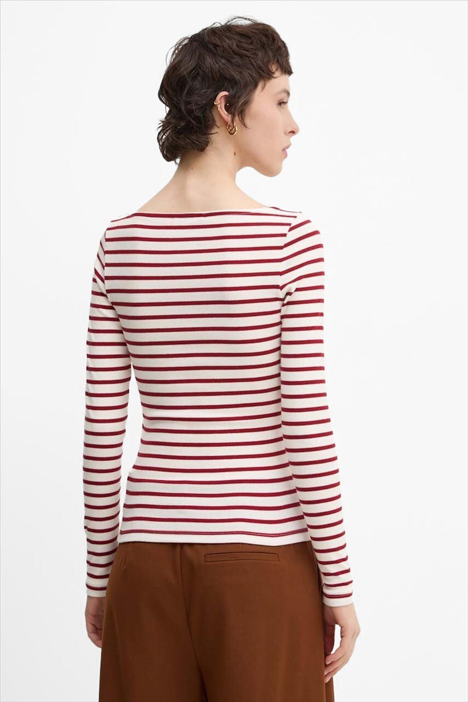 Tommy Jeans - Ecru-Rode Breton Stripe longsleeve