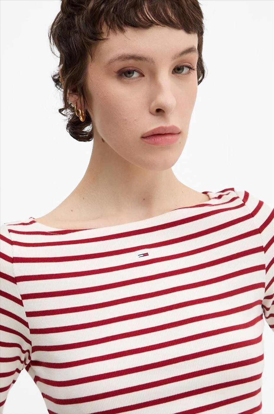 Tommy Jeans - Ecru-Rode Breton Stripe longsleeve