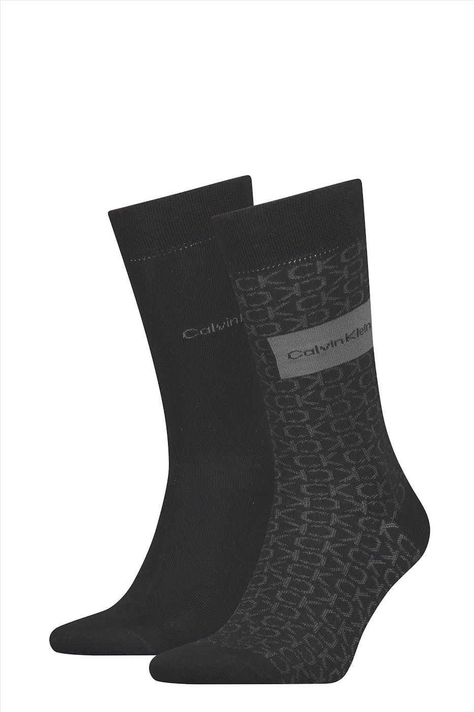 Calvin Klein - Zwarte CK Logo 2-pack sokken