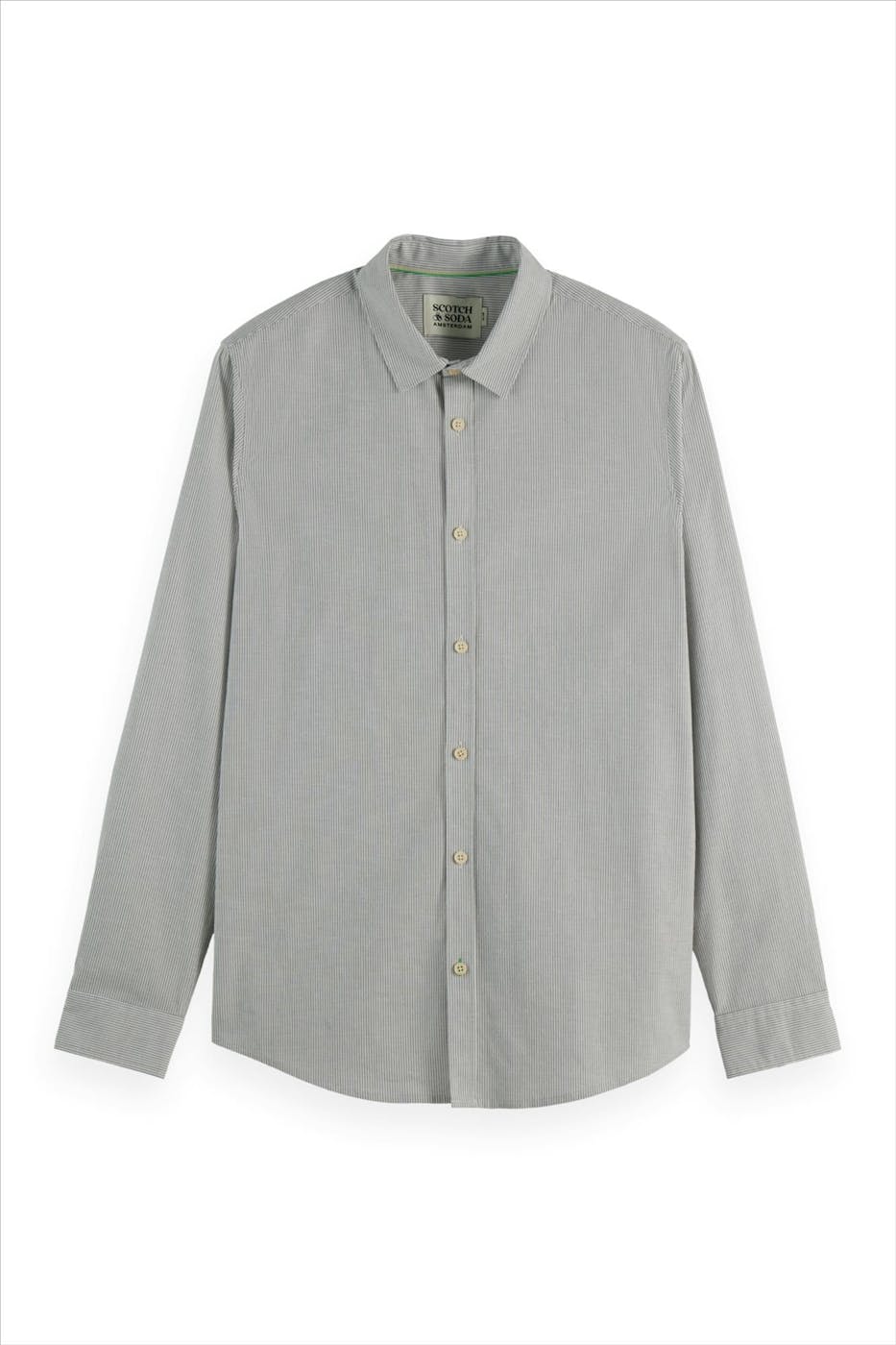 Scotch & Soda - Grijs-Wit Striped slim hemd