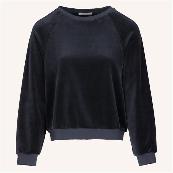 BY BAR - Donkerblauwe Fenne Velvet sweater