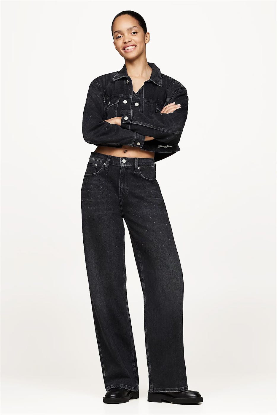 Tommy Jeans - Zwarte Betsy Mid Loose jeans