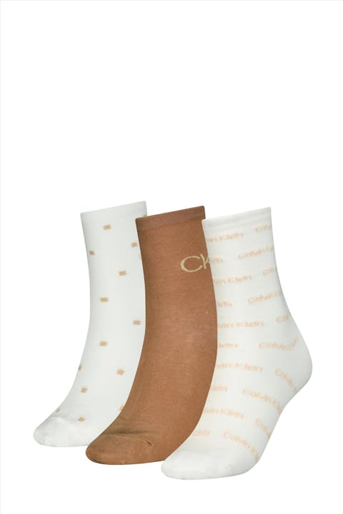 Calvin Klein - Ecru-Beige 3-pack cadeaubox sokken