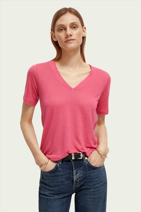 Scotch & Soda - Fuchsia Roze Stay Sunny T-shirt