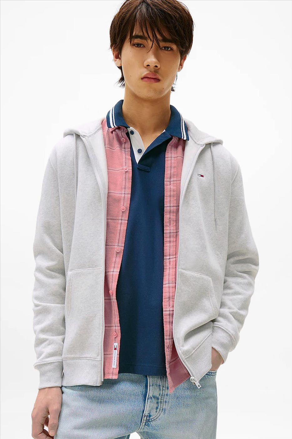 Tommy Jeans - Donkerblauwe Regular Flag Zip hoodie