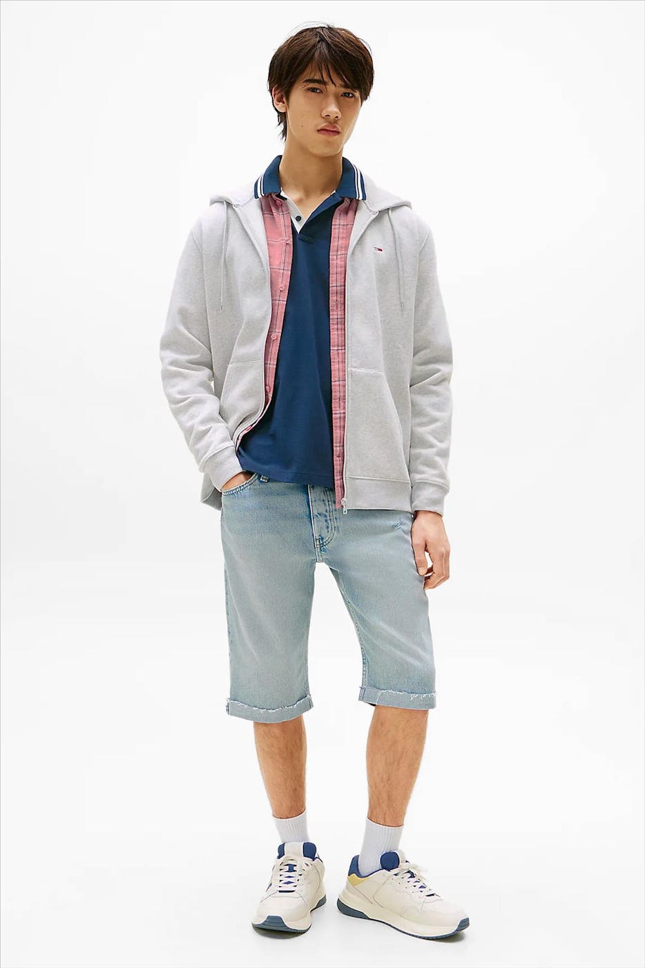 Tommy Jeans - Donkerblauwe Regular Flag Zip hoodie