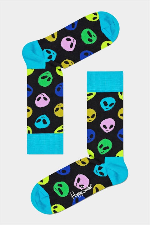 Happy Socks - Zwarte-multicolor Alien Sokken, maat 41-46