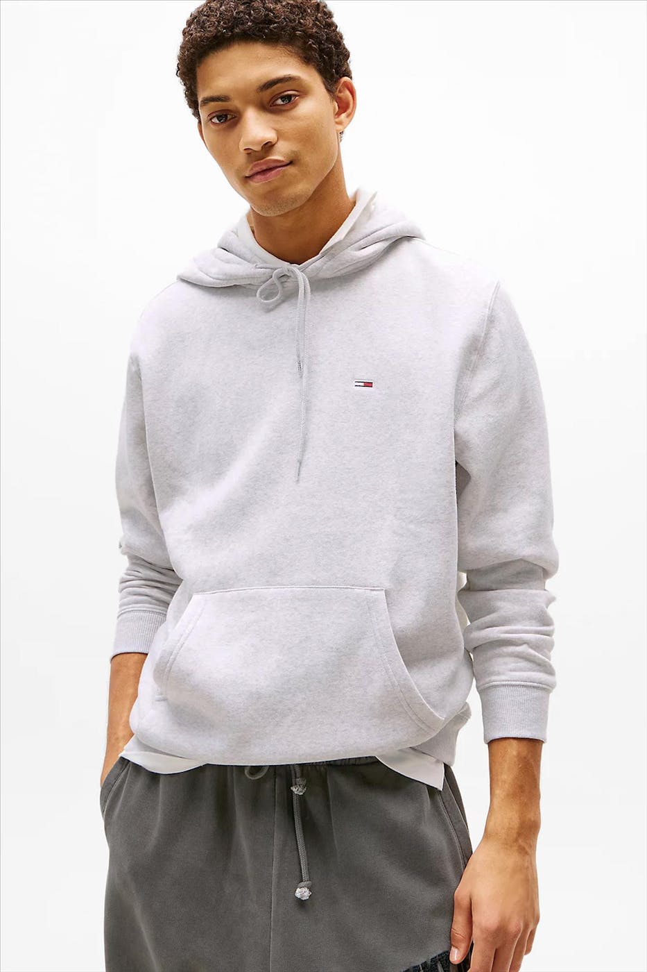 Tommy Jeans - Grijze Regular Flag hoodie