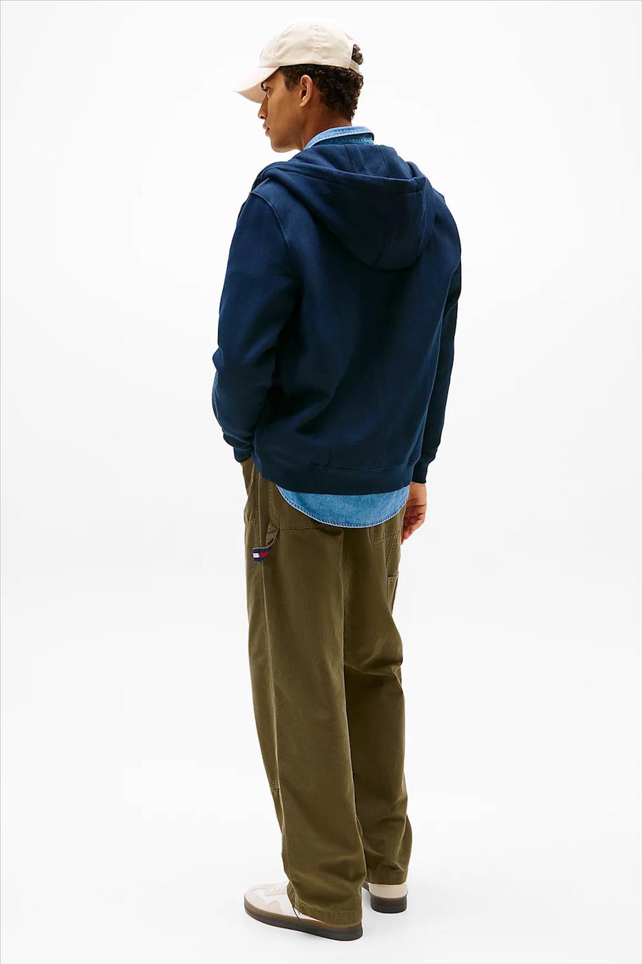 Tommy Jeans - Donkerblauwe Regular Flag Zip hoodie