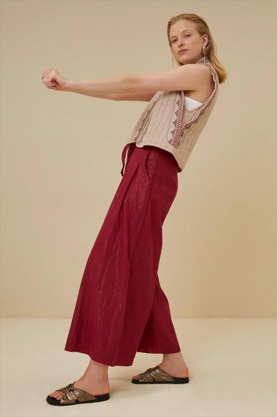 BY BAR - Ecru-Bruine Isla Slub jas