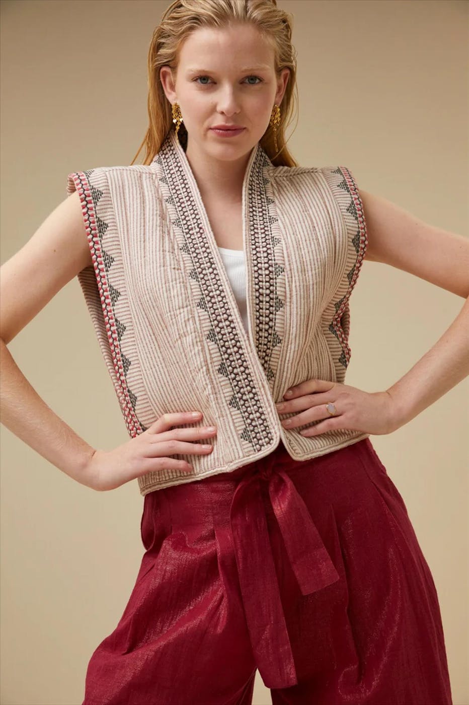 BY BAR - Ecru-Bruine Isla Slub jas