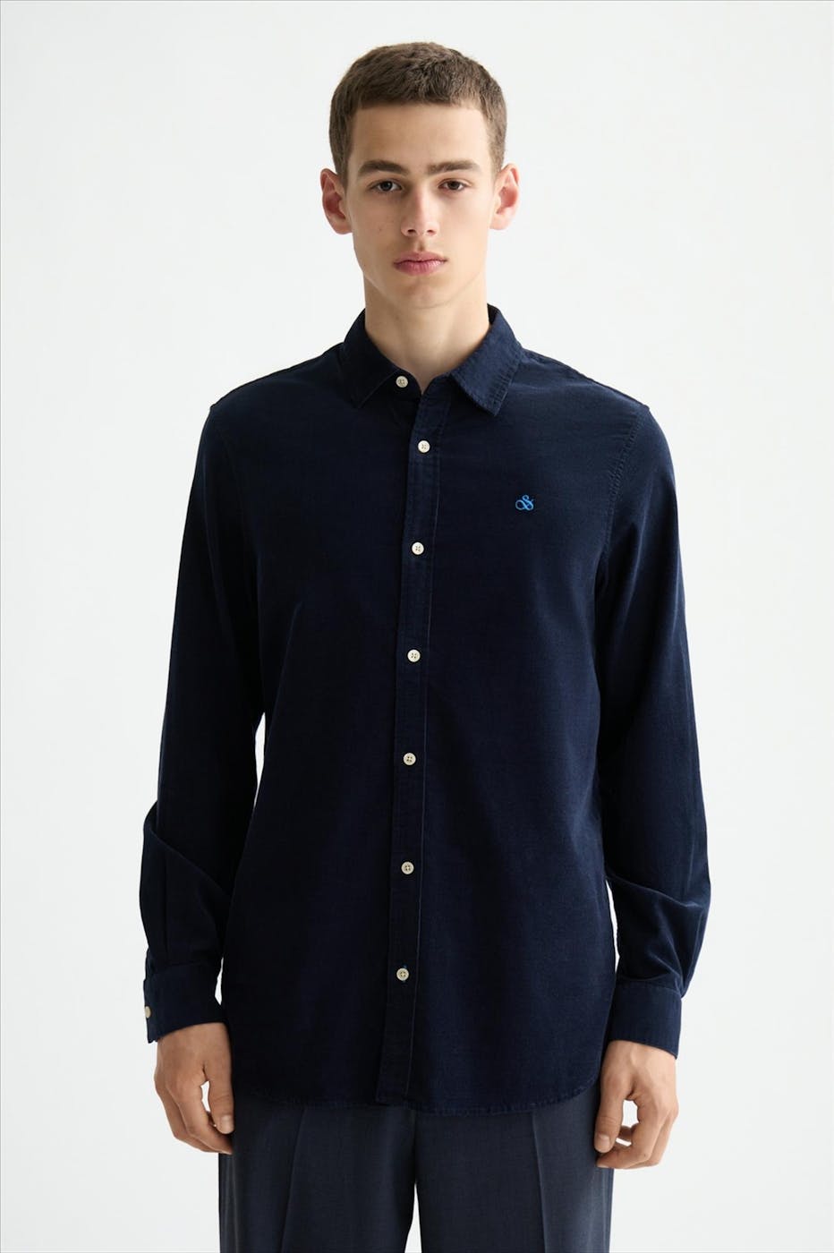 Scotch & Soda - Donkerblauw Regular Corduroy hemd
