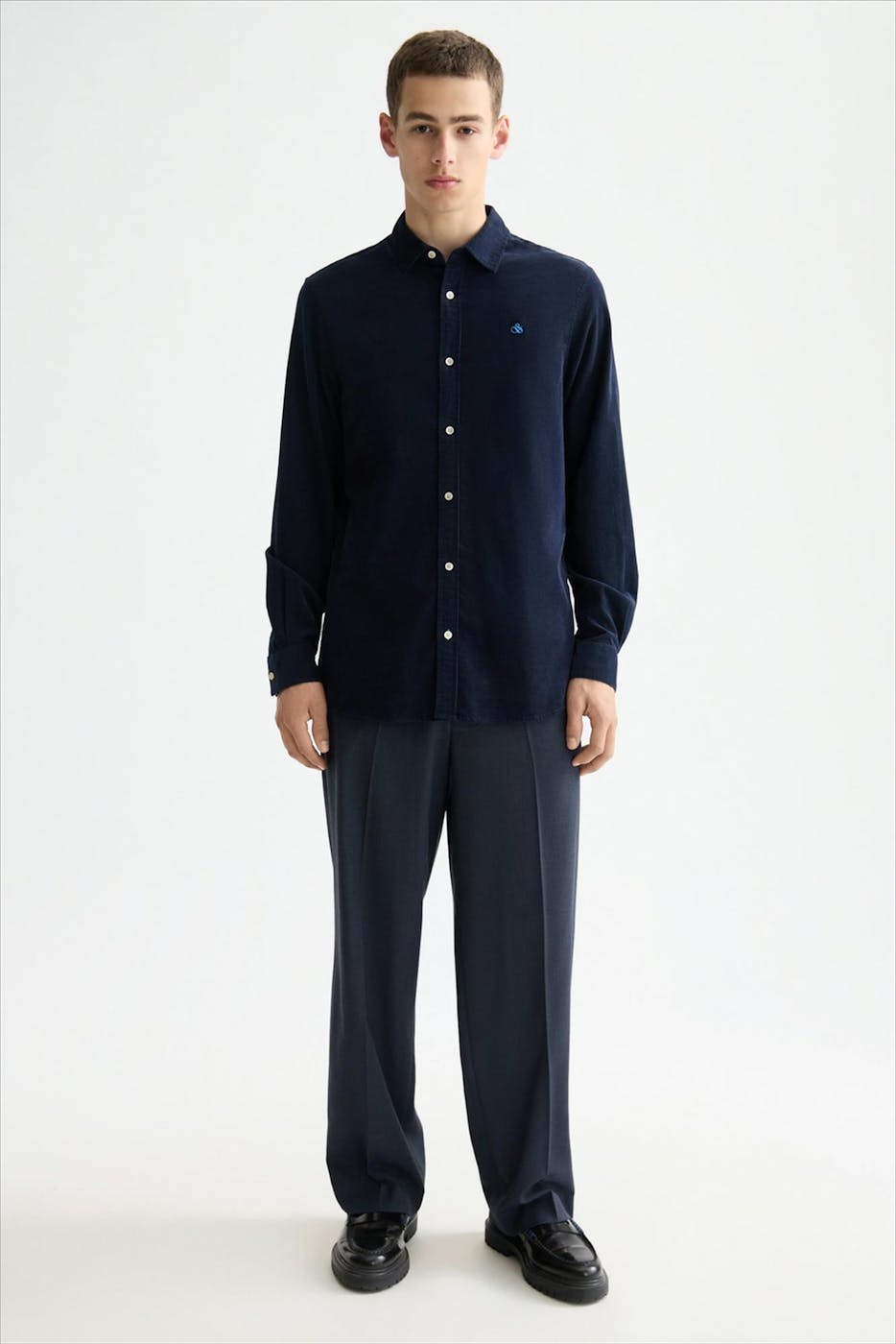Scotch & Soda - Donkerblauw Regular Corduroy hemd