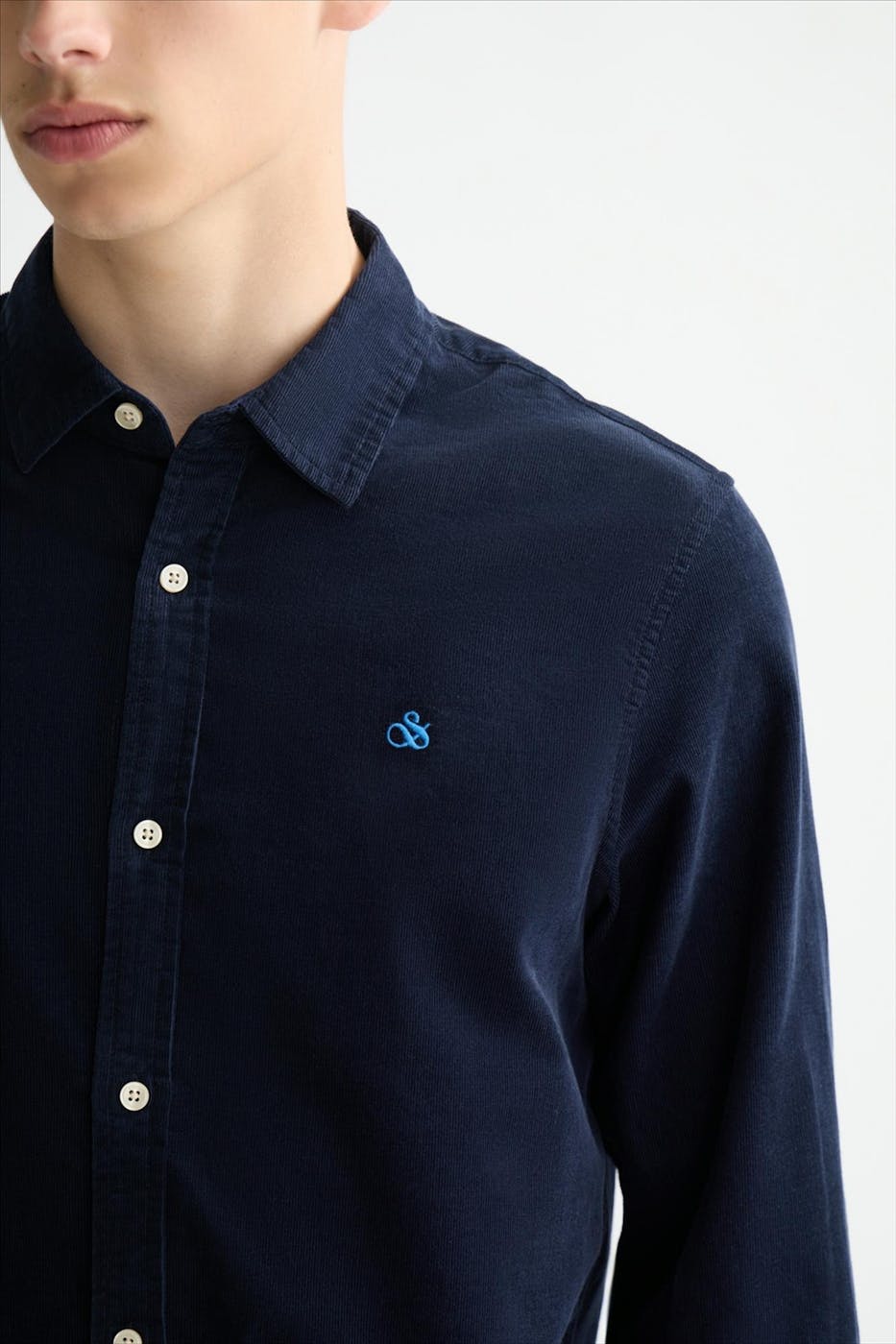 Scotch & Soda - Donkerblauw Regular Corduroy hemd