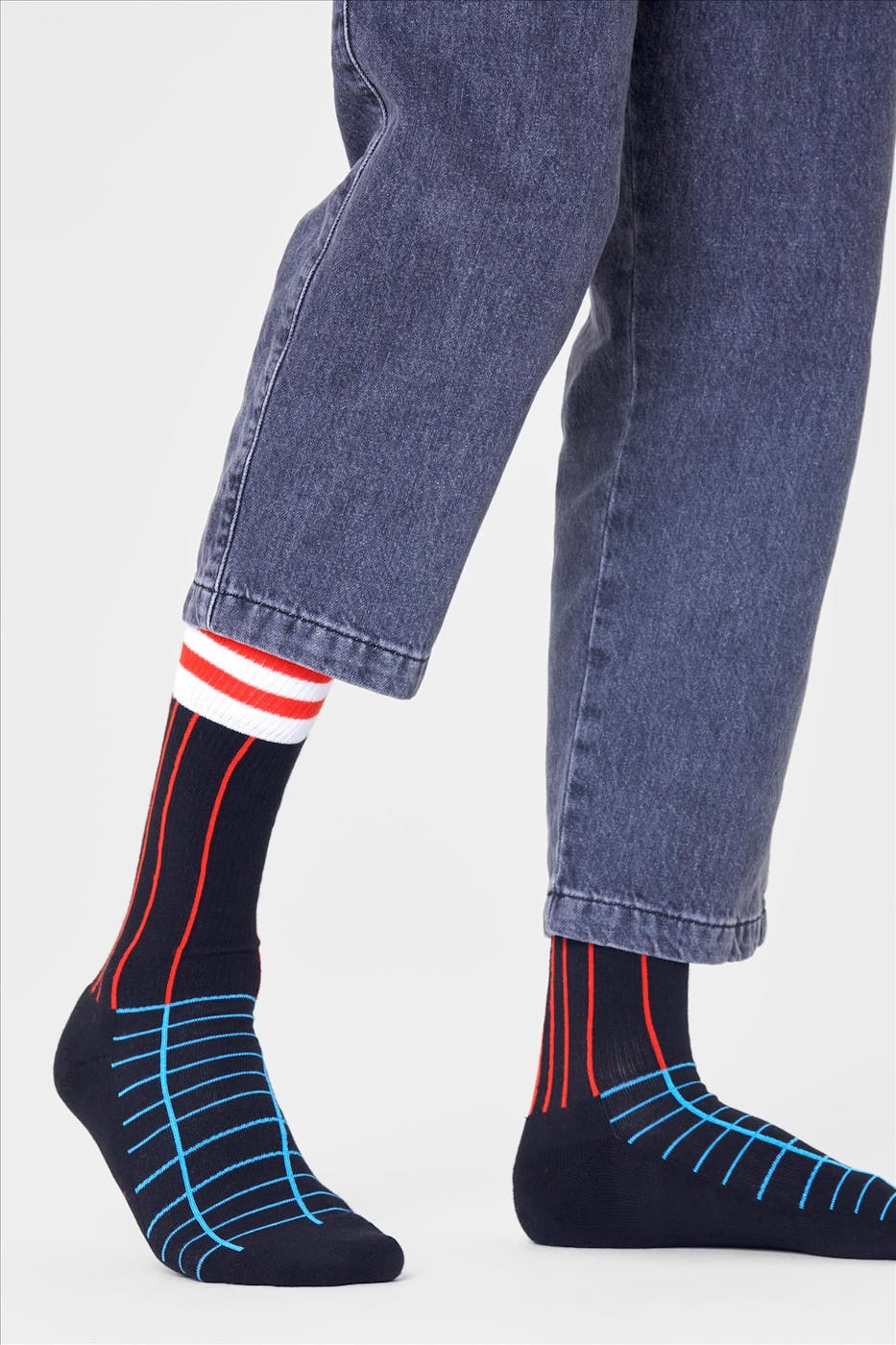 Happy Socks - Zwarte Grid Stripe sokken, maat: 41-46