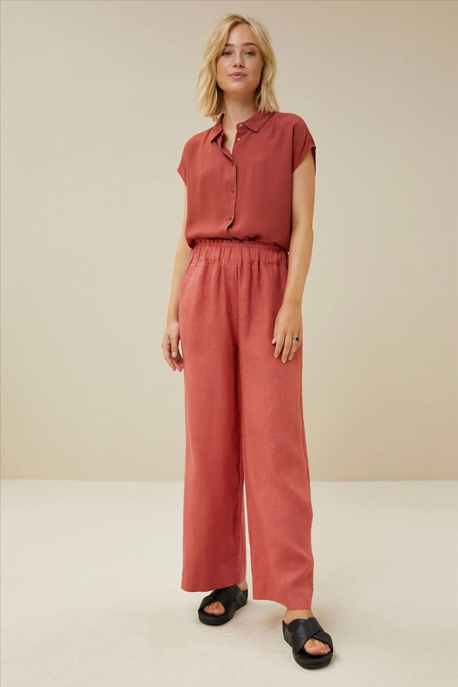 BY BAR - Roestbruine Robyn Linen Pant
