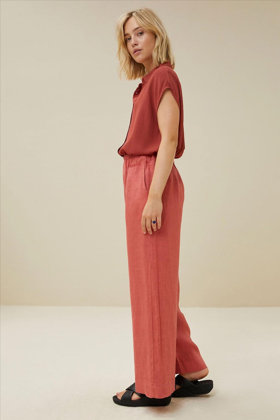 BY BAR - Roestbruine Robyn Linen Pant