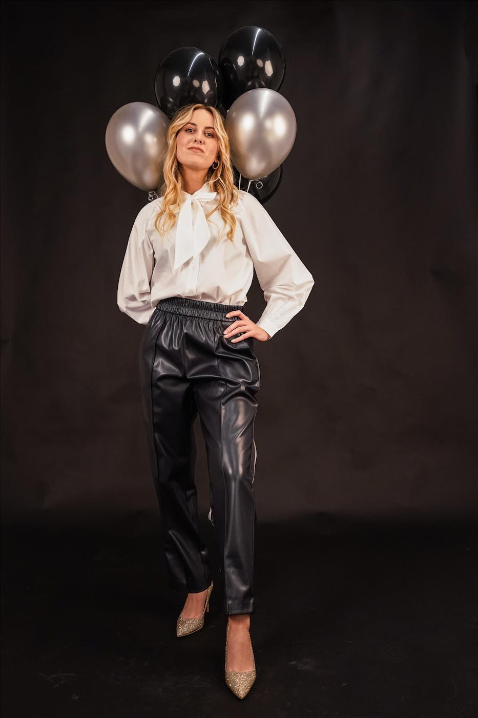 Scotch & Soda - Donkerblauwe Estelle Faux Leather broek