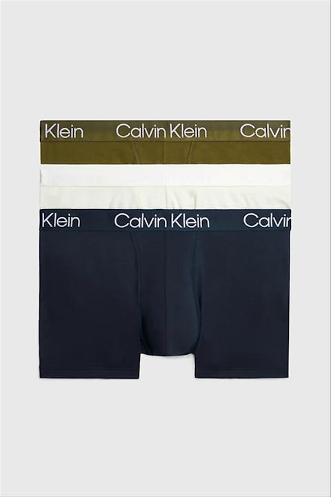 Calvin Klein Underwear - Wit-Groen-Donkerblauwe 3-pack boxershorts