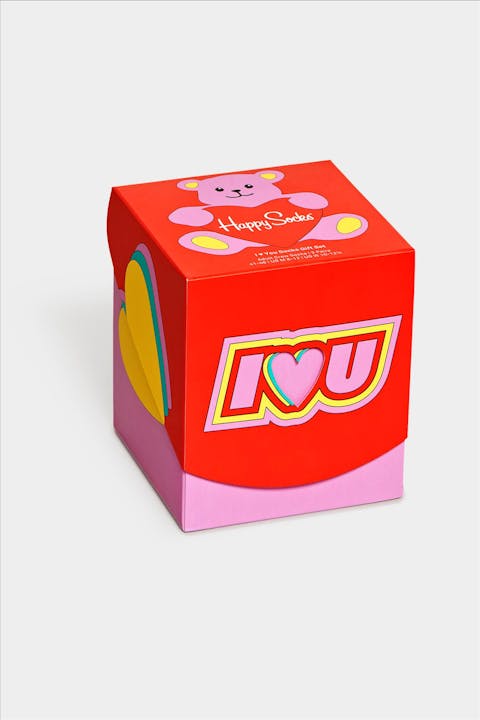 Happy Socks - Rood- multicolor I Love You 3-pack Giftbox Sokken, maat: 41-46