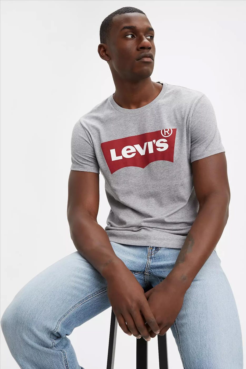 Levi's - Grijze mêlé Batwing Logo T-shirt