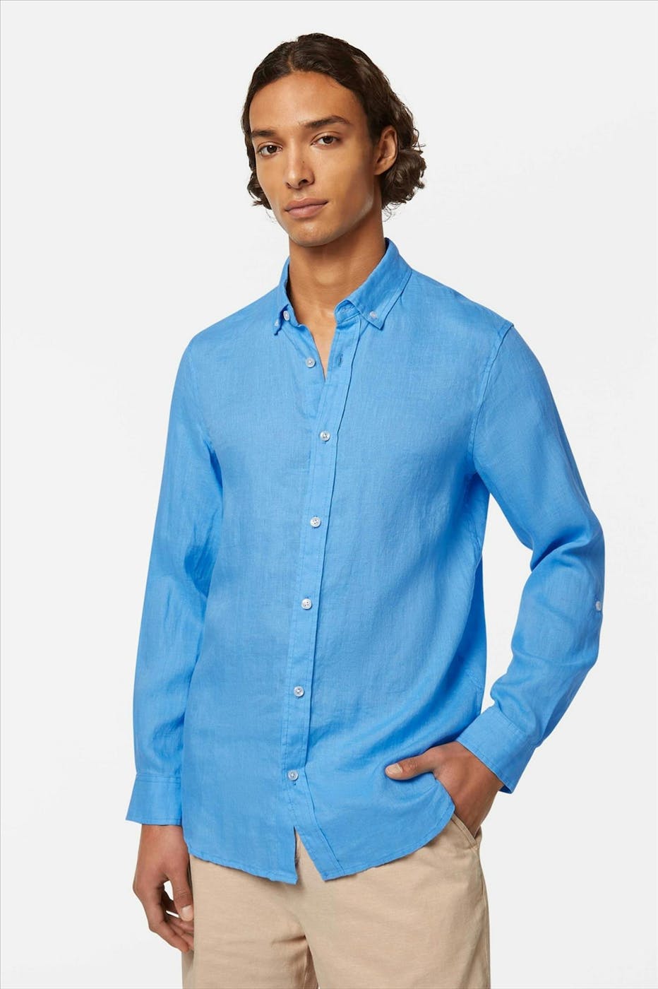 Scotch & Soda - Blauw Linnen hemd